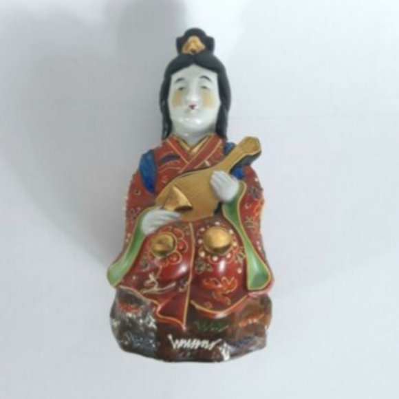 Kutani Ware Benzatien Benten Moriage Porcelain - Picture 6 of 7